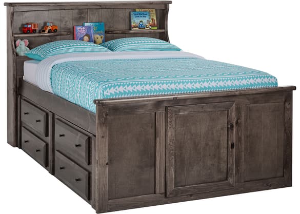 Catalina Gray Full Bookcase Bed - The RoomPlace