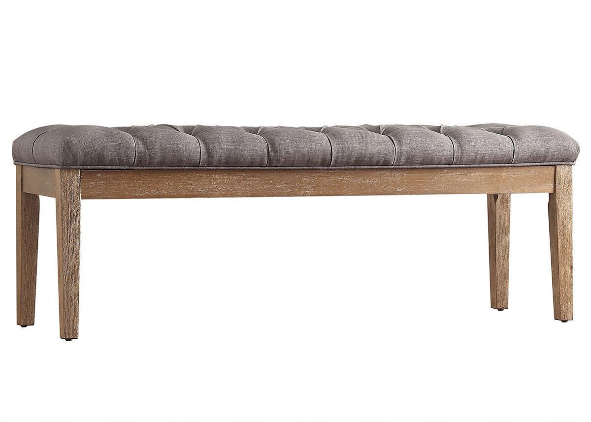 Gray Linen 52&quot;w Tufted Bench Gray