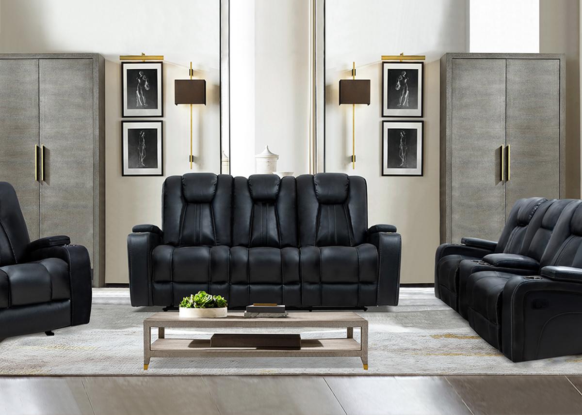 Gemini Black Power Reclining Sofa W Power Headrests The RoomPlace