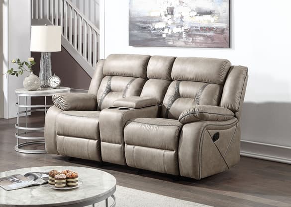 Tucker Dual Reclining Glider Console Loveseat - The RoomPlace Tucker Dual Reclining Glider Console Loveseat - The RoomPlace