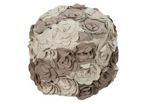 Hand Crafted Floral Pouf Tan