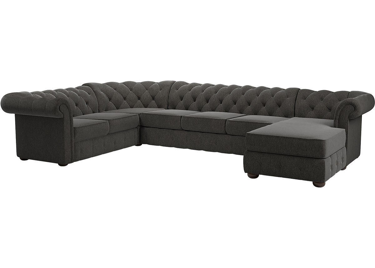Barrington Charcoal Linen 7-Seat Sectional w/Chaise