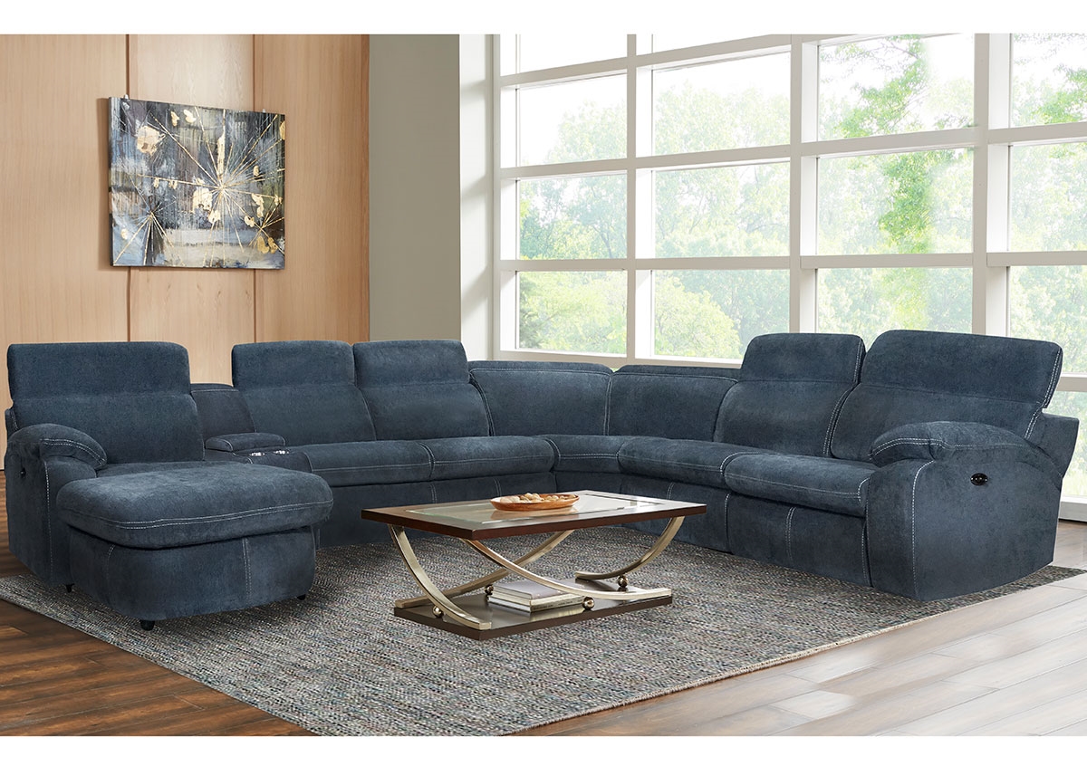 Blue deals reclining sectional