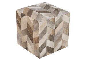 Hand Crafted Chevron Pouf White