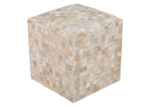 Hand Crafted Tiled Pouf White