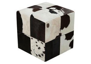 Hand Crafted Black/white Pouf Black