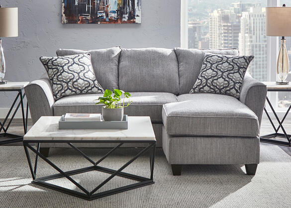 Dante Light Gray Sofa W Reversible Chaise The Roomplace