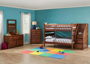 Catalina Chestnut 6 Pc. Full Bunk Bedroom with Storage Staircase