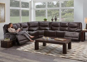 Rover Leather 3 Pc. Power Sectional w/Power Headrests