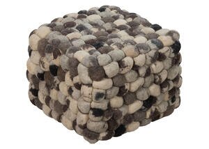 Hand Crafted Balled Pouf Gray