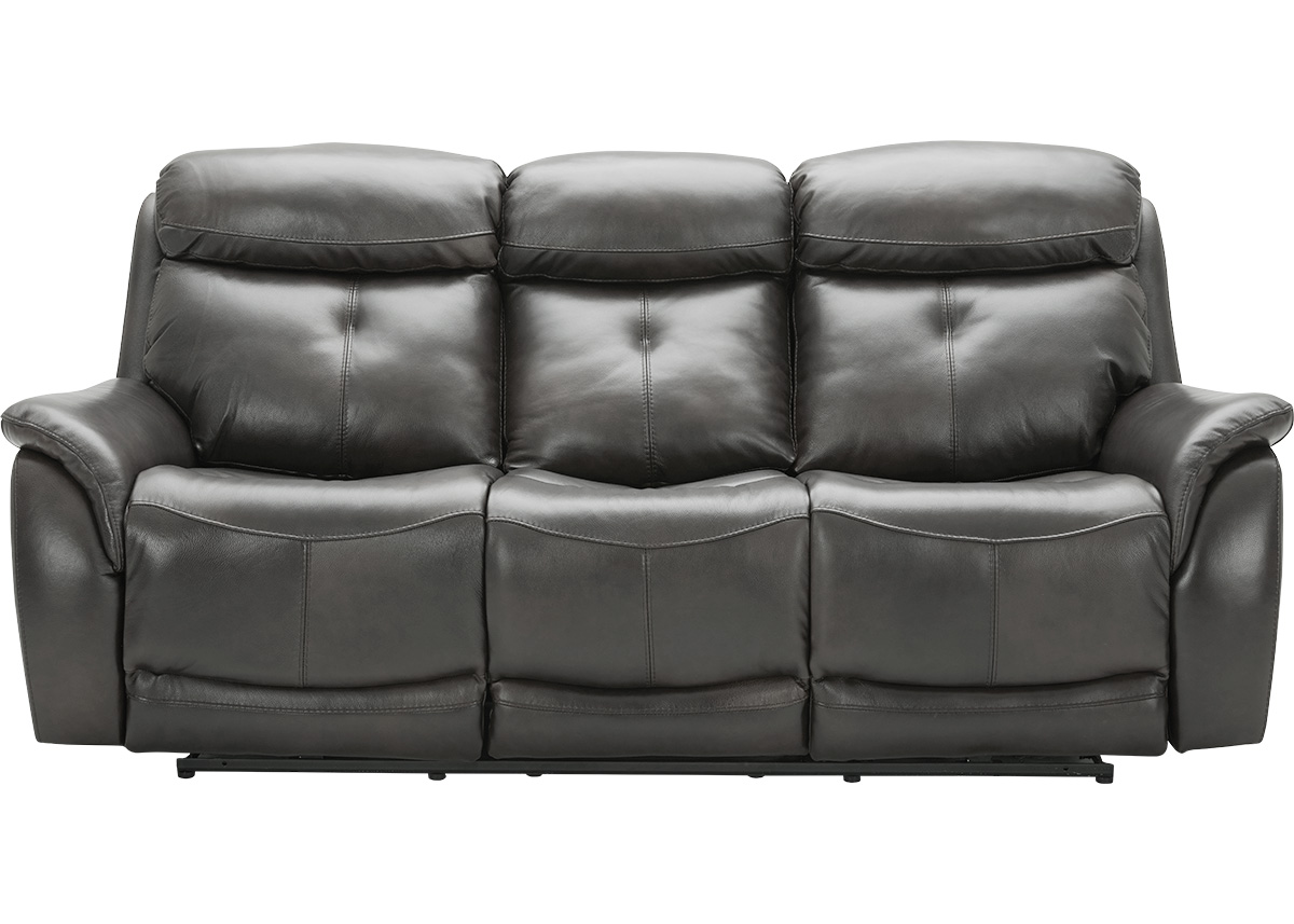 Gray leather 2024 power reclining sofa