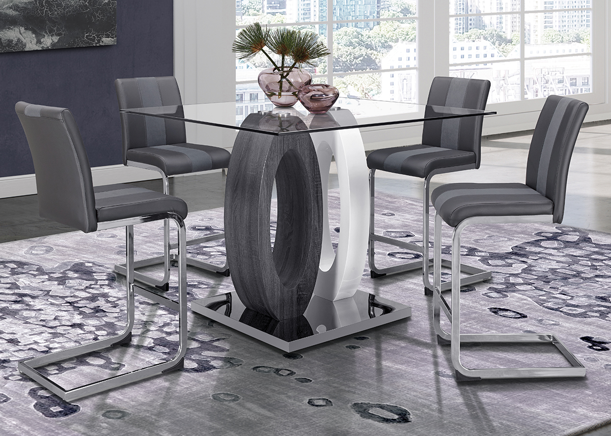 Chloe 5 Pc. Counter Height Dinette W Dark Gray Chairs The RoomPlace