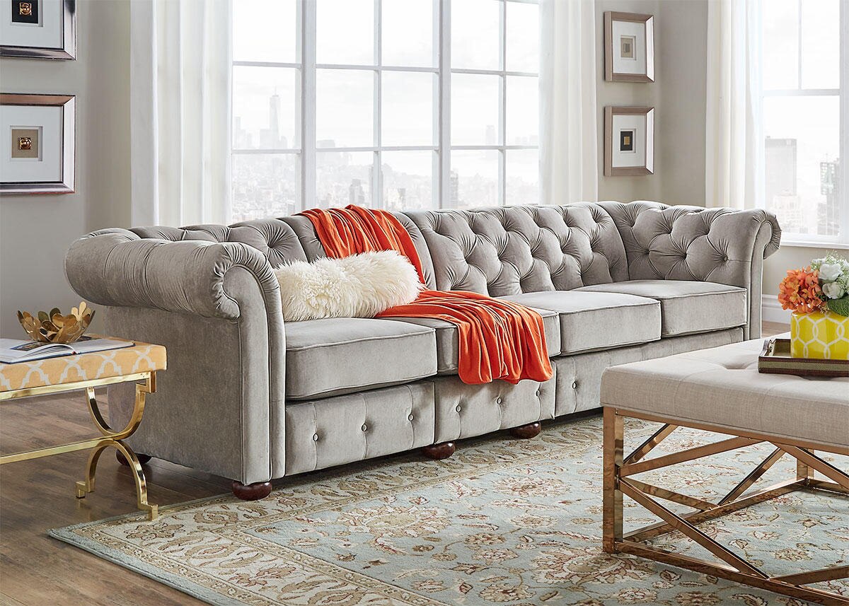 Barrington Gray Velvet Extra Wide Sofa
