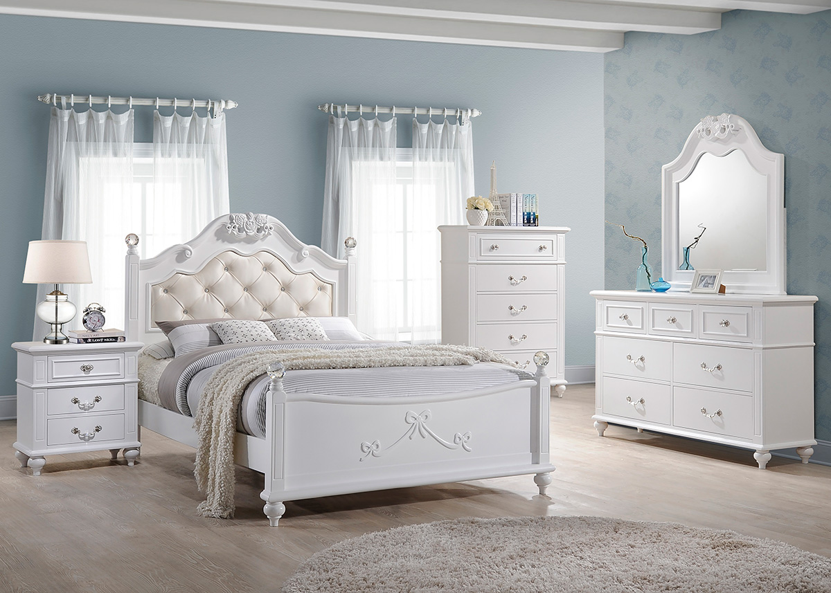 White full size bedroom set store for girl