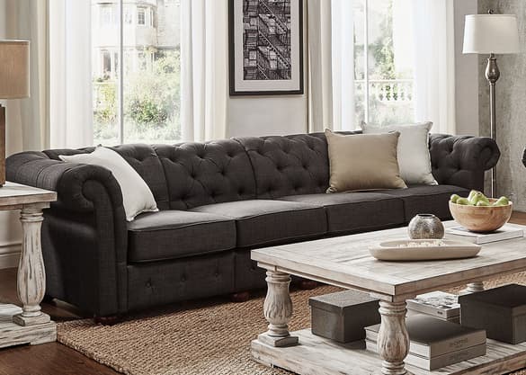 Barrington Charcoal Linen Extra Wide Sofa