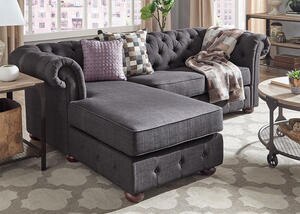 Barrington Charcoal Linen Sofa Chaise (Reverse)