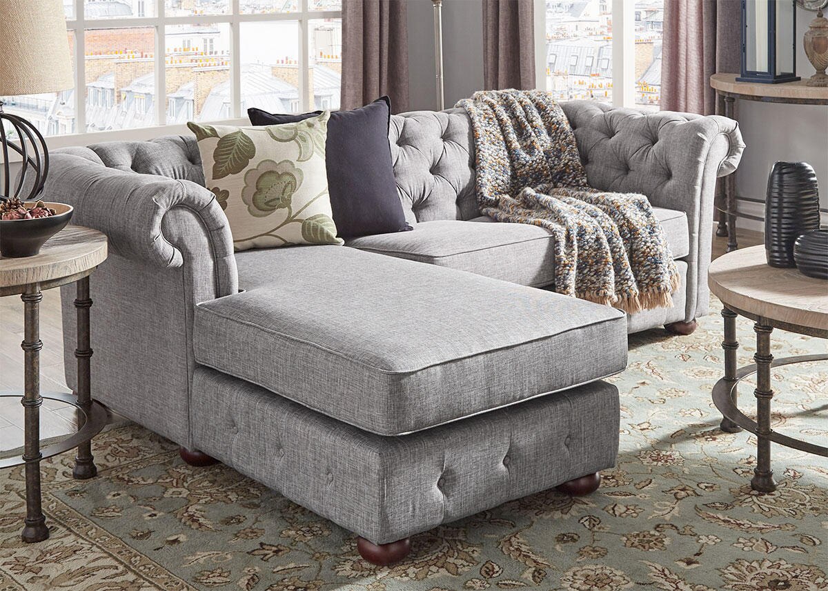 Barrington Gray Linen Sofa Chaise (Reverse)