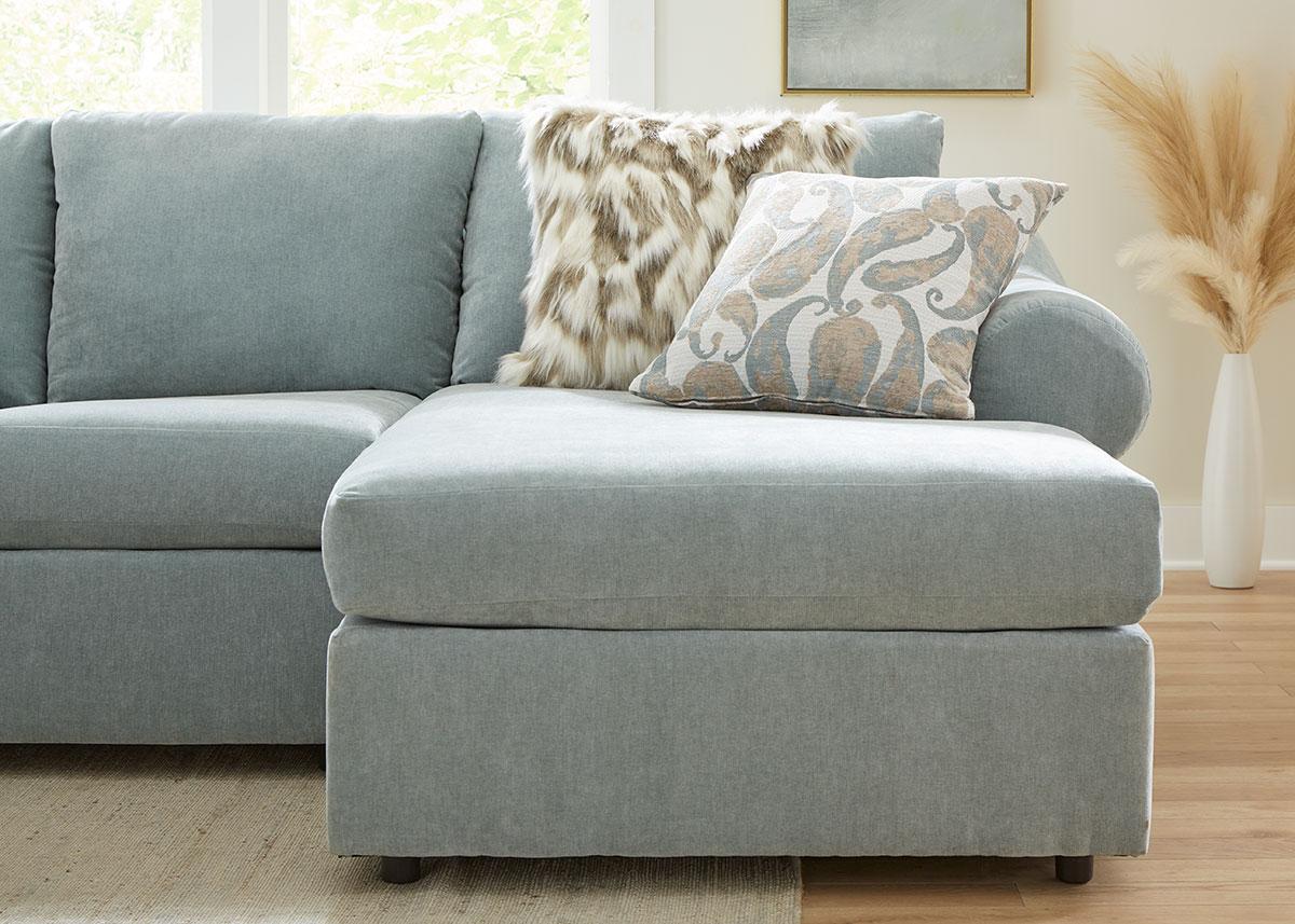 Cascade Blue 3 Pc. Sectional W/ Armless Queen Sleeper & Chaise The