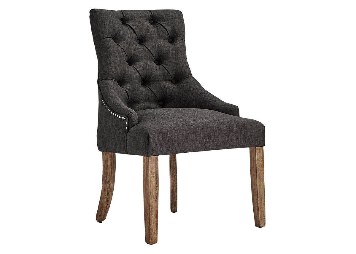 Dark grey best sale tufted dining chairs