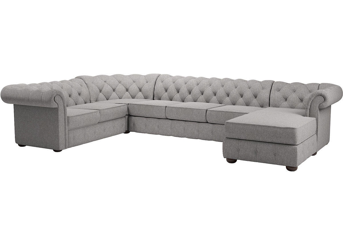 Barrington Gray Linen 7-Seat Sectional w/Chaise