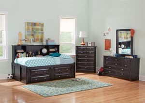 CATALINA 6PC TWIN BLK ROOMSAVER BEDROOM BLACK